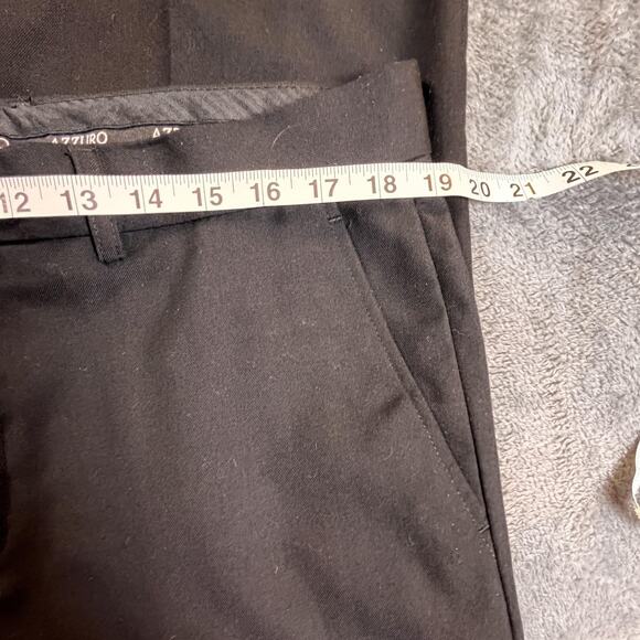 Azzuro Men’s Black Dress Pants 36 Short Wool-Touch Comfort Lined Slacks - Picture 5 of 10